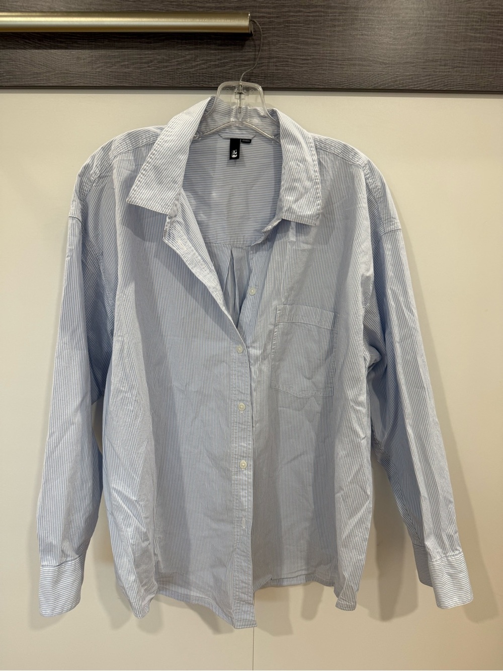 Garage Light Blue Striped Women's Button-Up Blouse